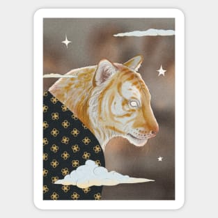 Mythical Red Tiger with Celestial Elements Sticker